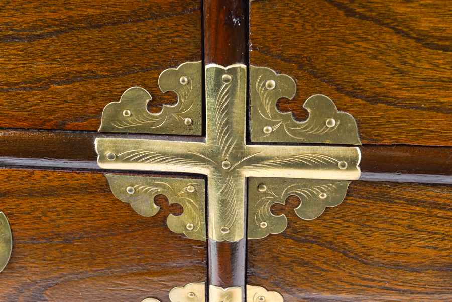 Korean Elm and Brass Chest of Drawers