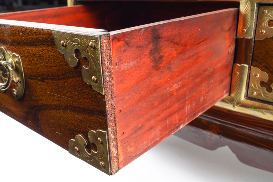 Korean Elm and Brass Chest of Drawers