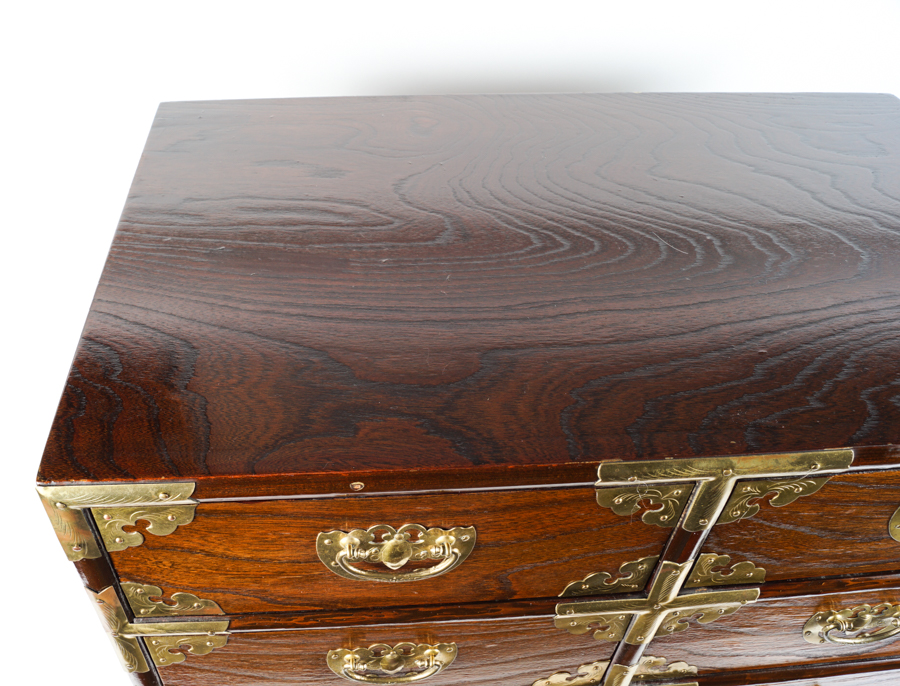 Korean Elm and Brass Chest of Drawers