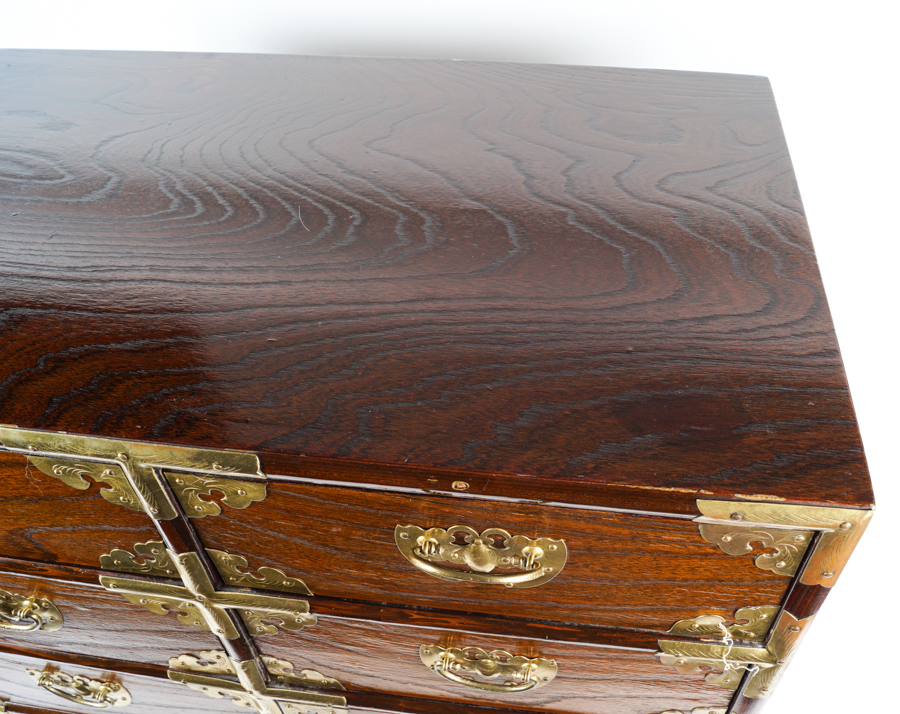 Korean Elm and Brass Chest of Drawers