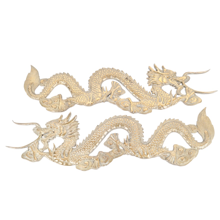 Vintage Brass Chinese Dragon Wall Hangings