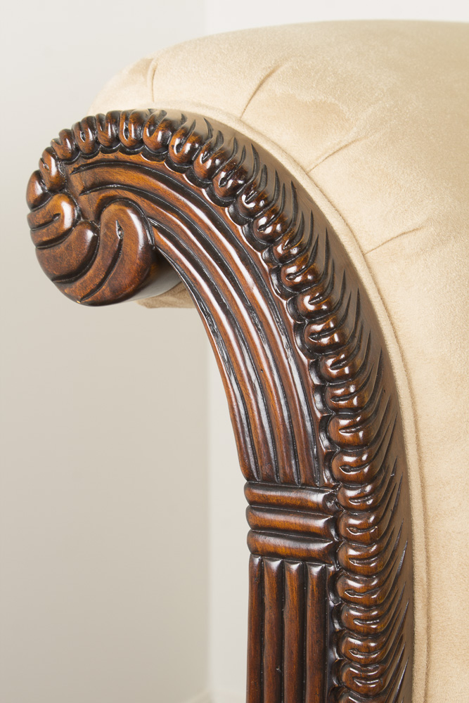 Ultrasuede and Leather Upholstered Couch By Regency House