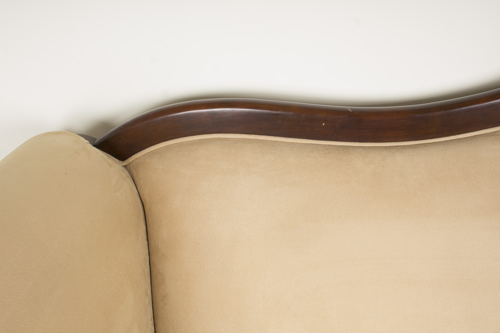 Ultrasuede and Leather Upholstered Couch By Regency House