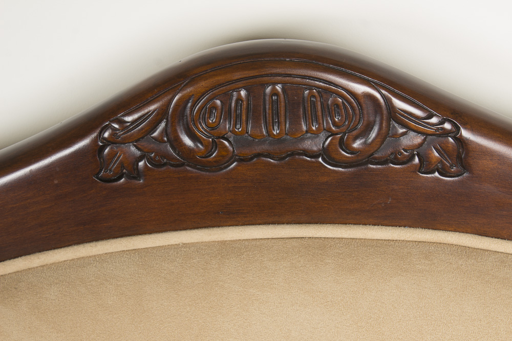 Ultrasuede and Leather Upholstered Couch By Regency House