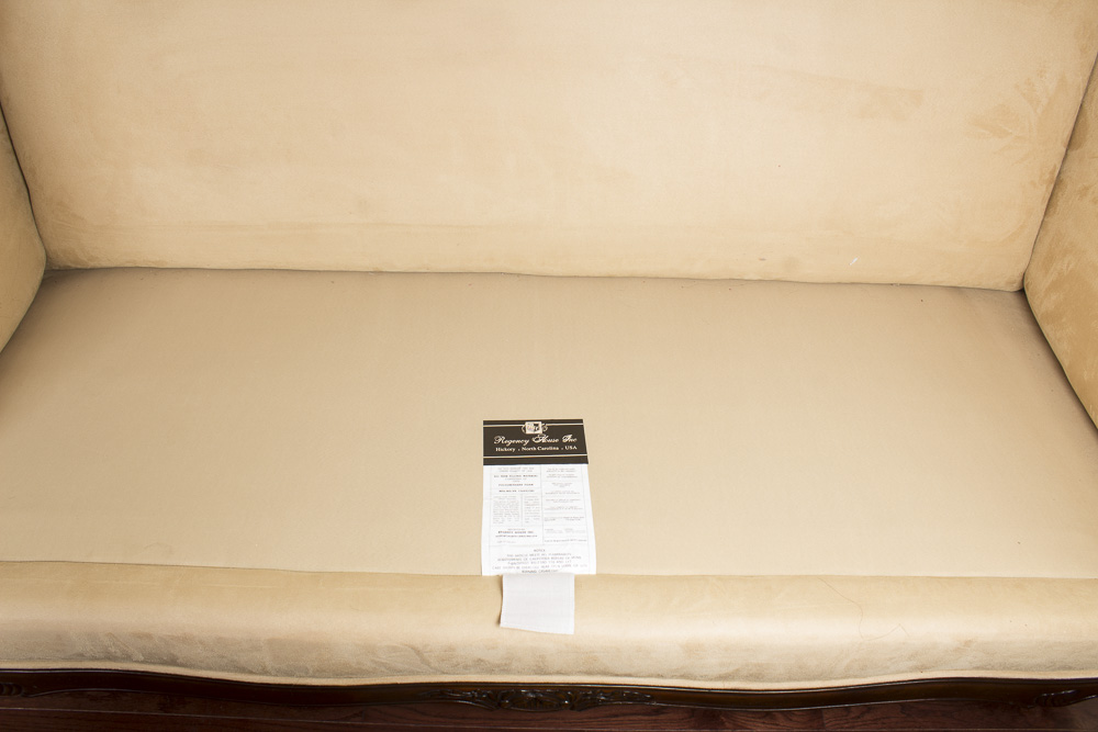 Ultrasuede and Leather Upholstered Couch By Regency House