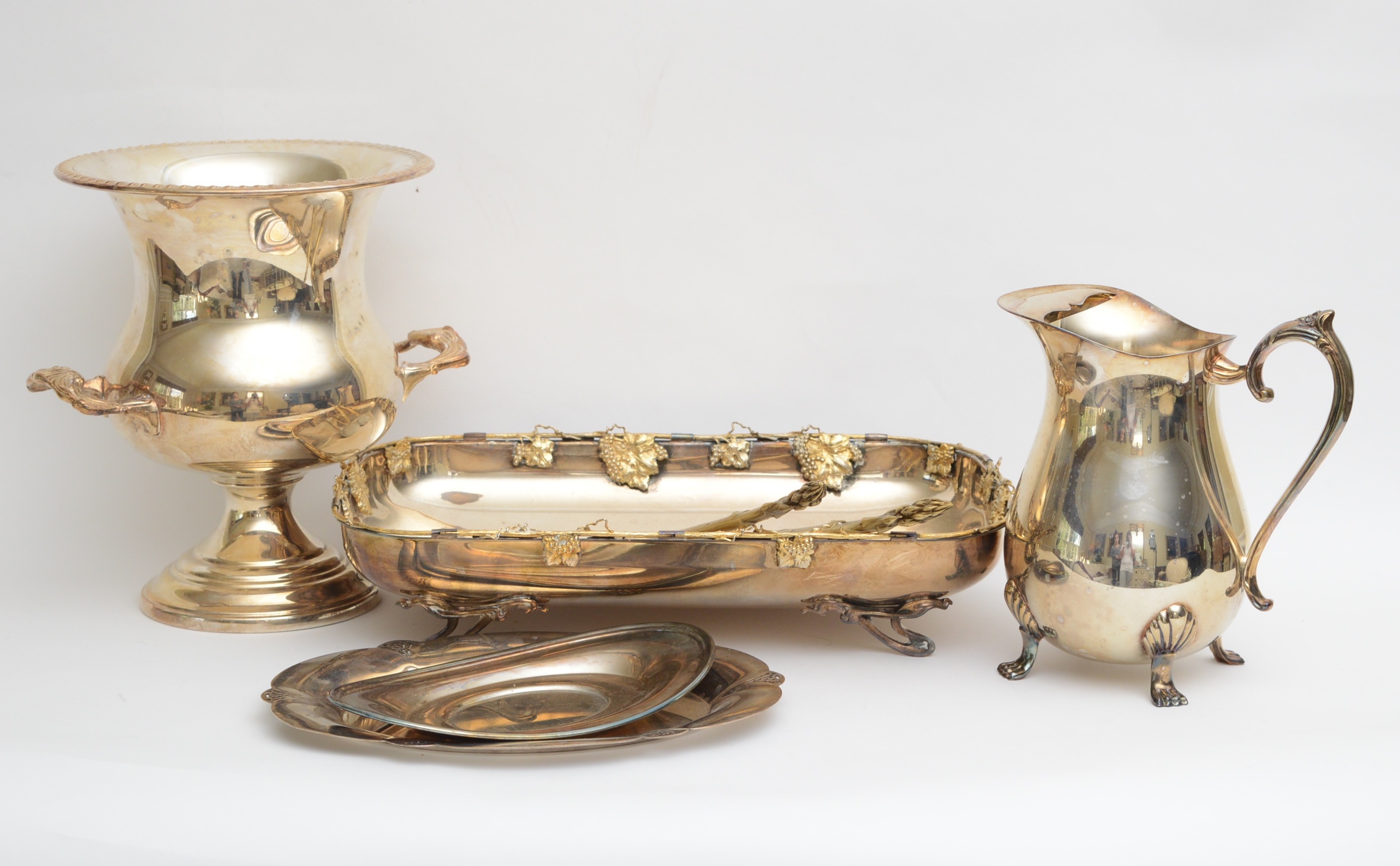 Sheridan Silver Plate Wine Chiller and Other Assorted Silver Plate Tableware