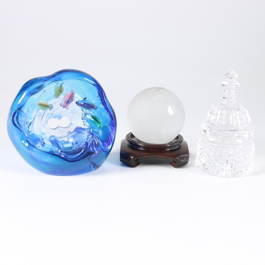 Grouping of Paperweights Featuring Waterford