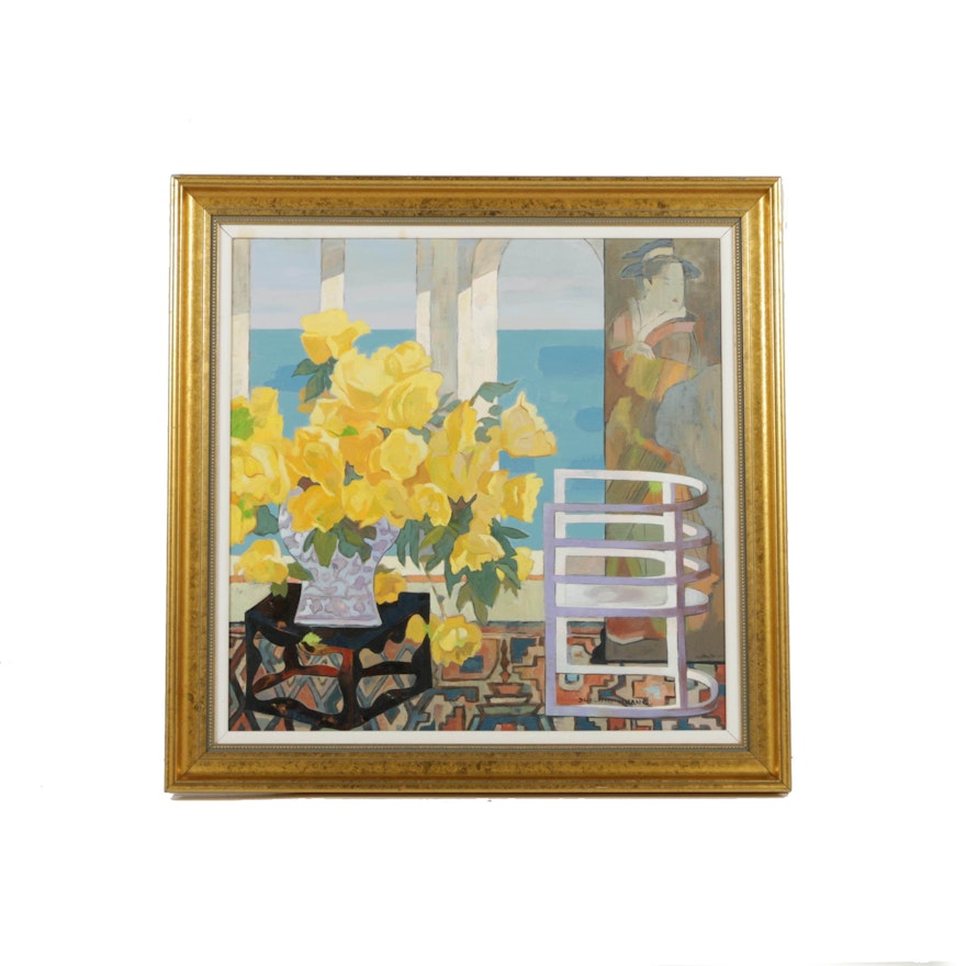 Duoling Huang Oil Painting of Yellow Flowers