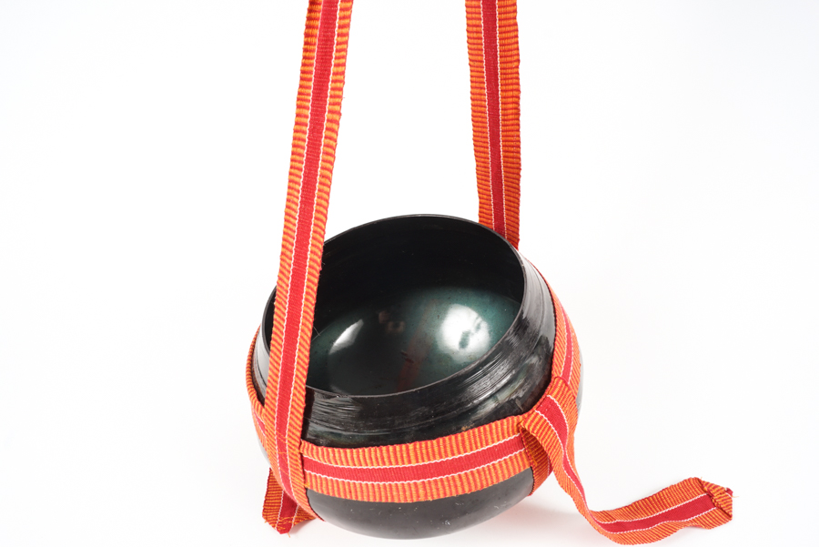 Hanging Metal Bowl with Woven Straps