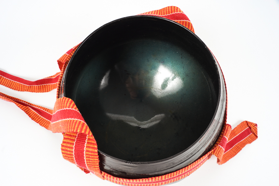 Hanging Metal Bowl with Woven Straps