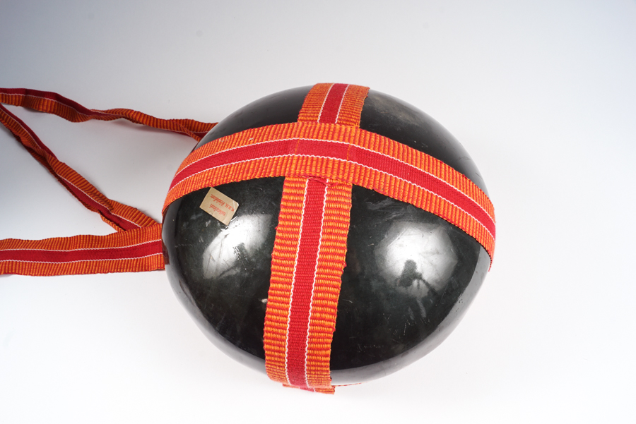 Hanging Metal Bowl with Woven Straps