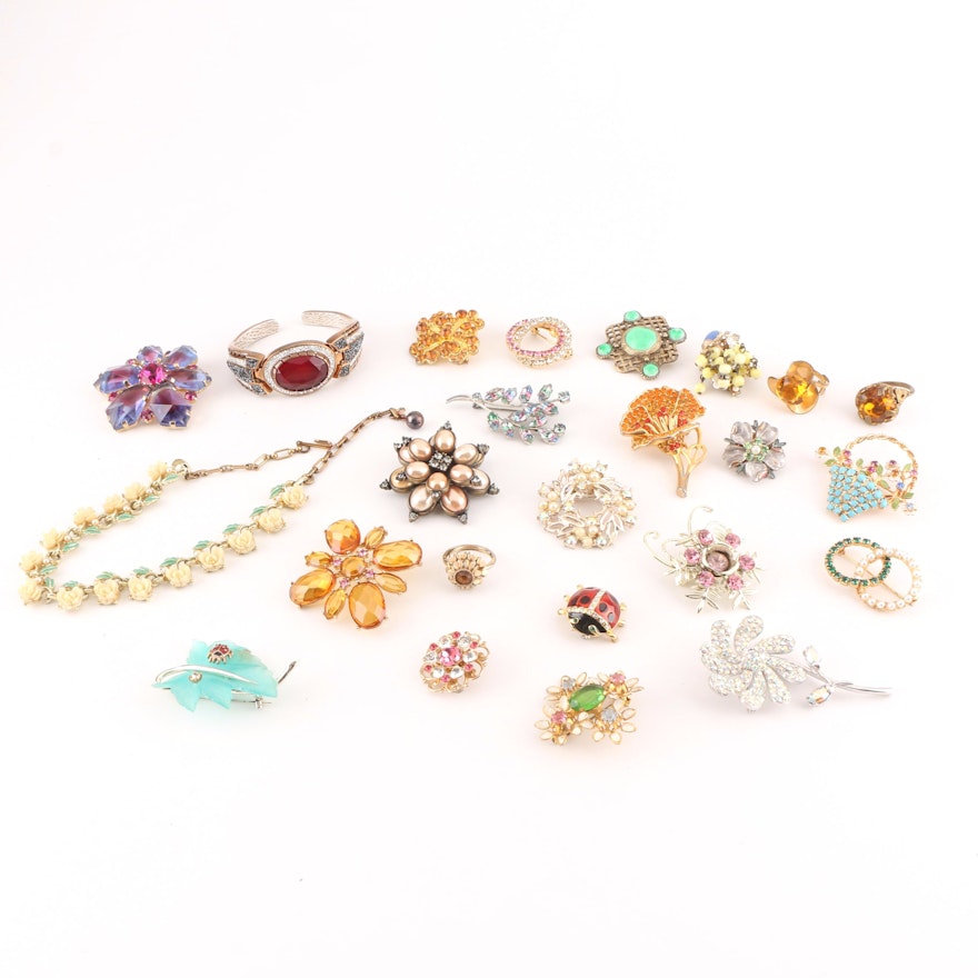 Assortment of Costume Jewelry Including a Weiss Brooch