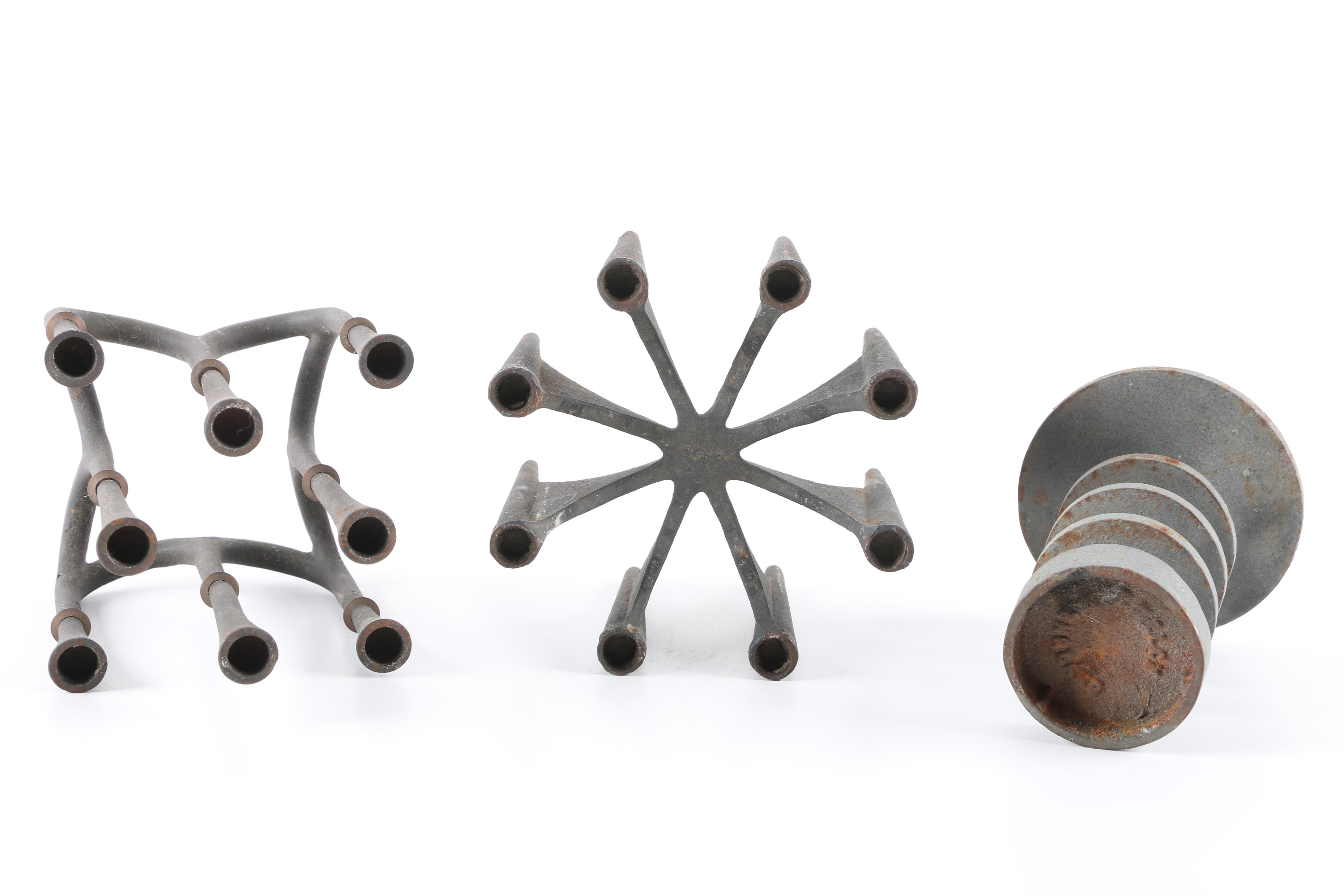 Vintage Mid Century Modern Cast Iron Candle Holders by Dansk and Robert Welch