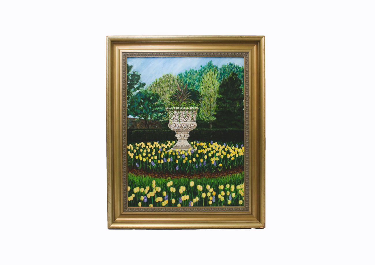 Kim Corcoran Acrylic Painting of Garden Scene