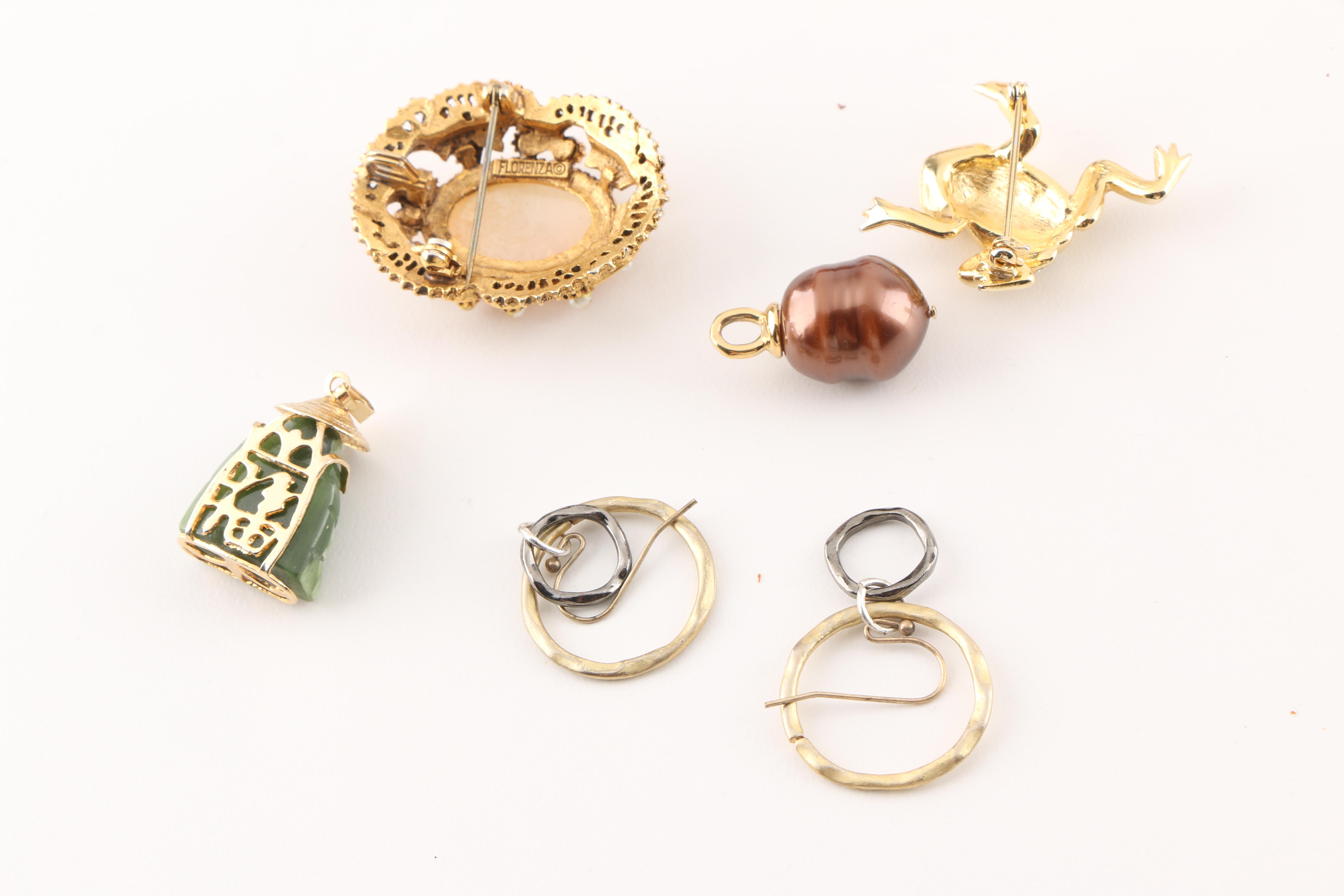 An Assortment of Costume Jewelry Featuring Franz Porcelain