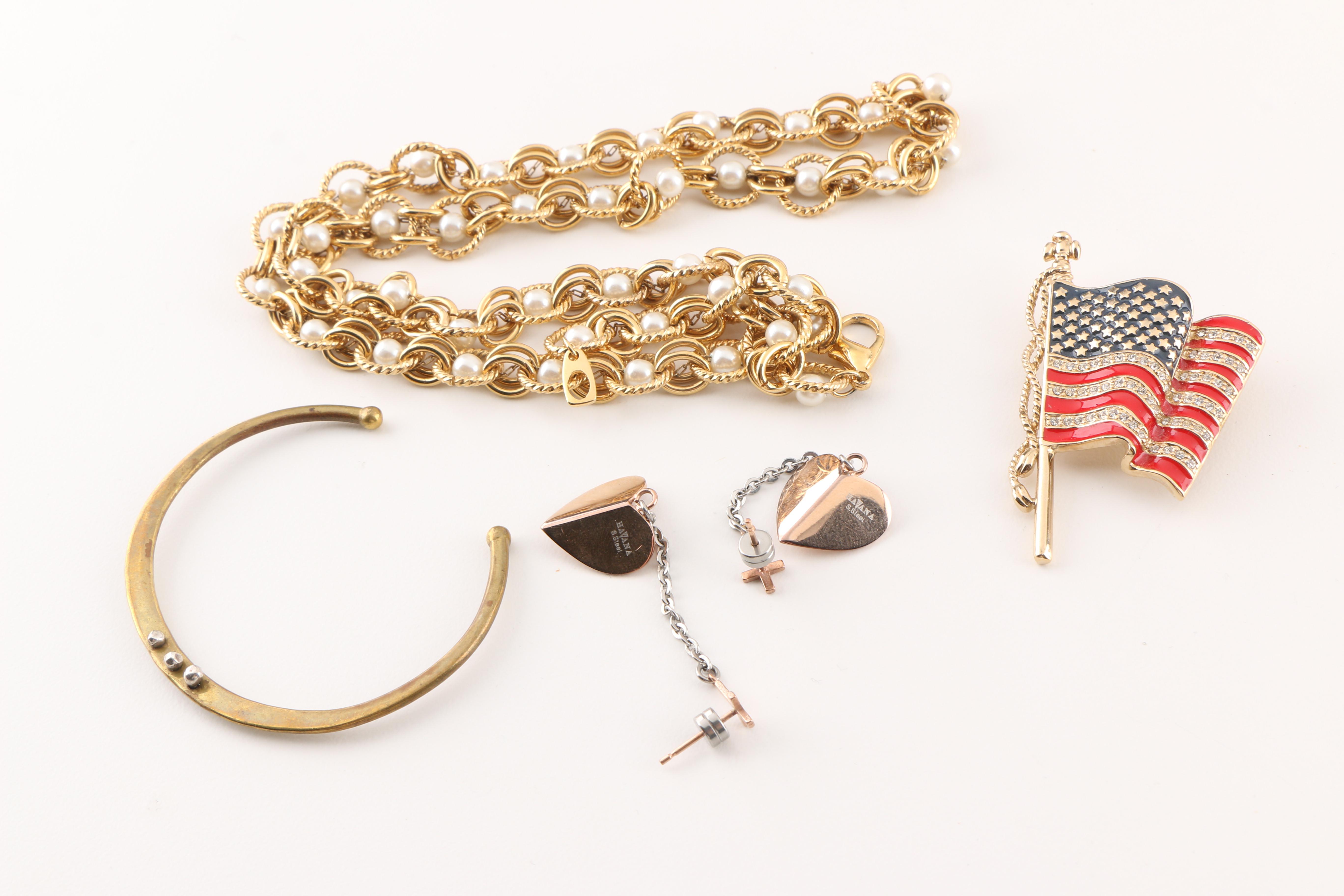 An Assortment of Costume Jewelry Featuring Franz Porcelain