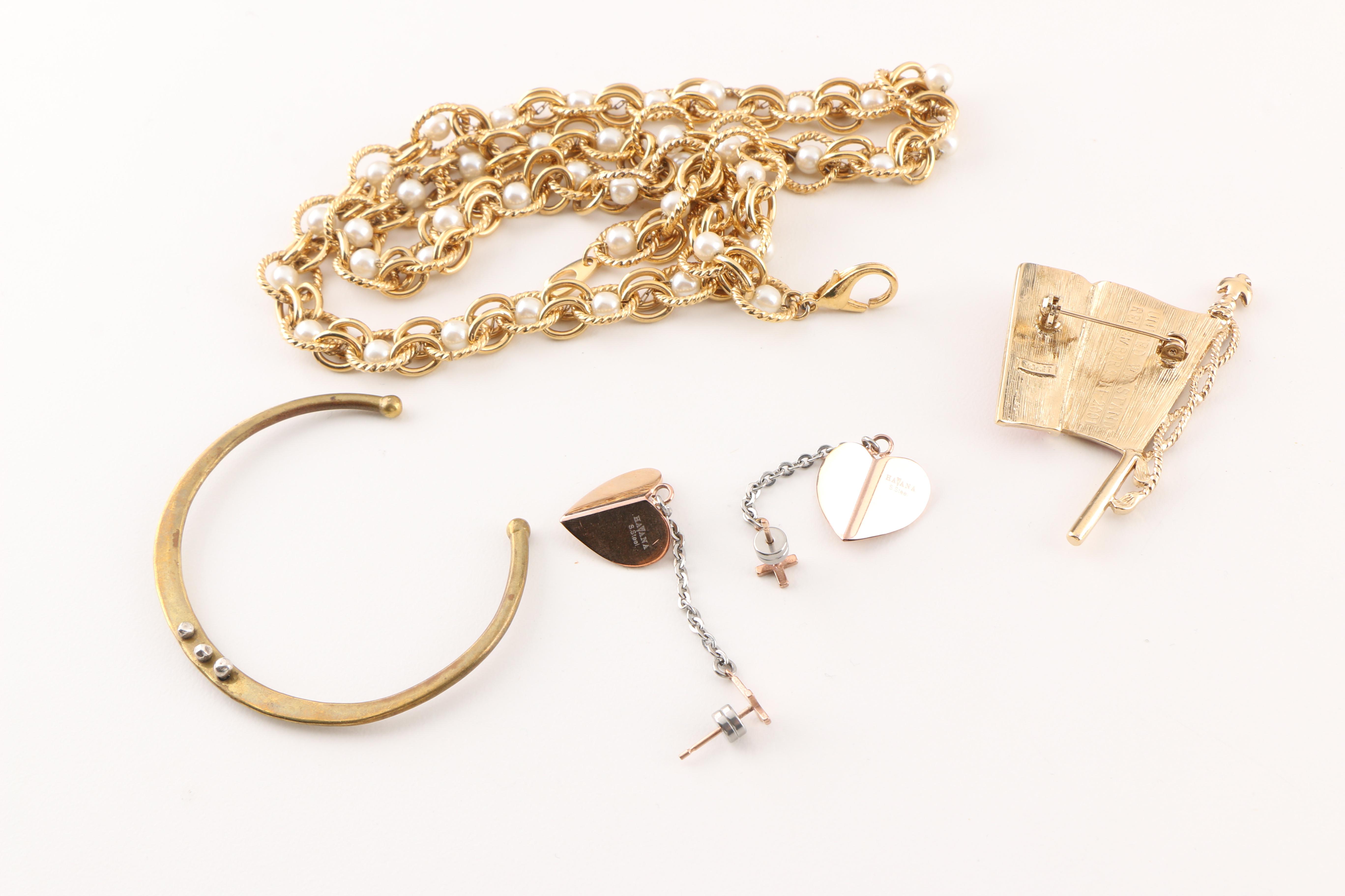 An Assortment of Costume Jewelry Featuring Franz Porcelain
