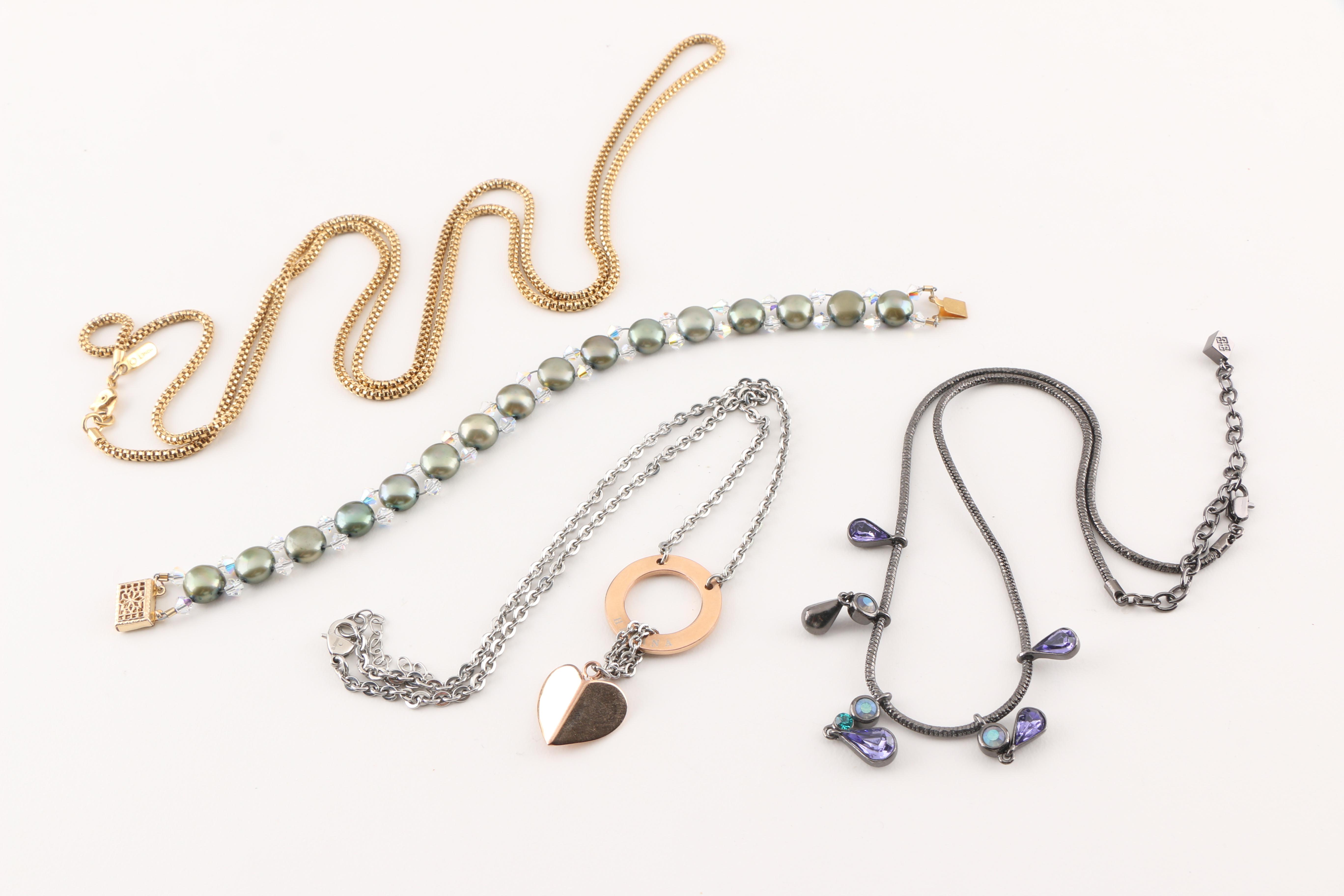 An Assortment of Costume Jewelry Featuring Franz Porcelain