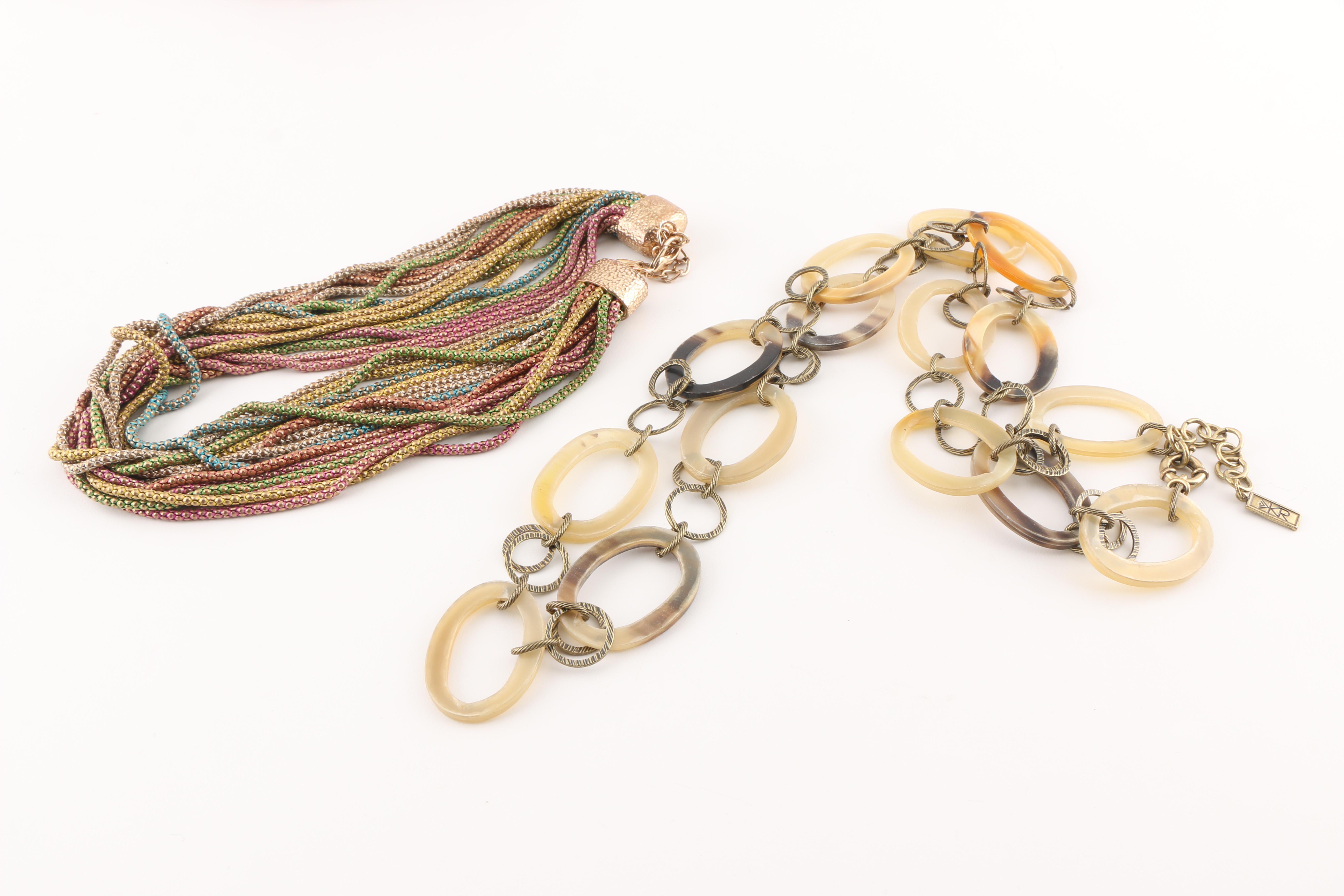 An Assortment of Costume Jewelry Featuring Franz Porcelain