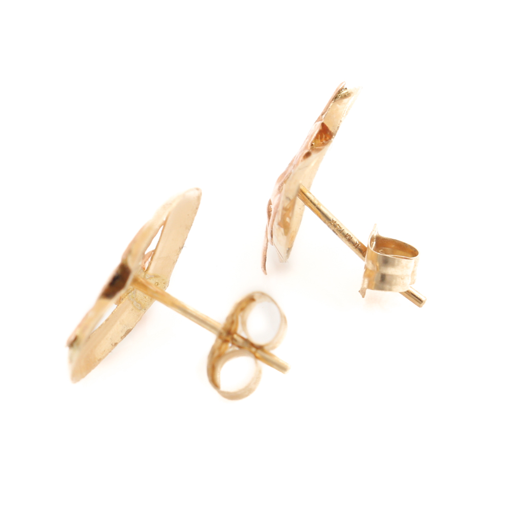 14K Rose and Yellow Gold Cupid Post Earrings