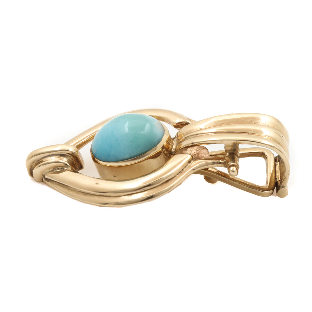 14K Yellow Gold Larimar Pendant Enhancer
