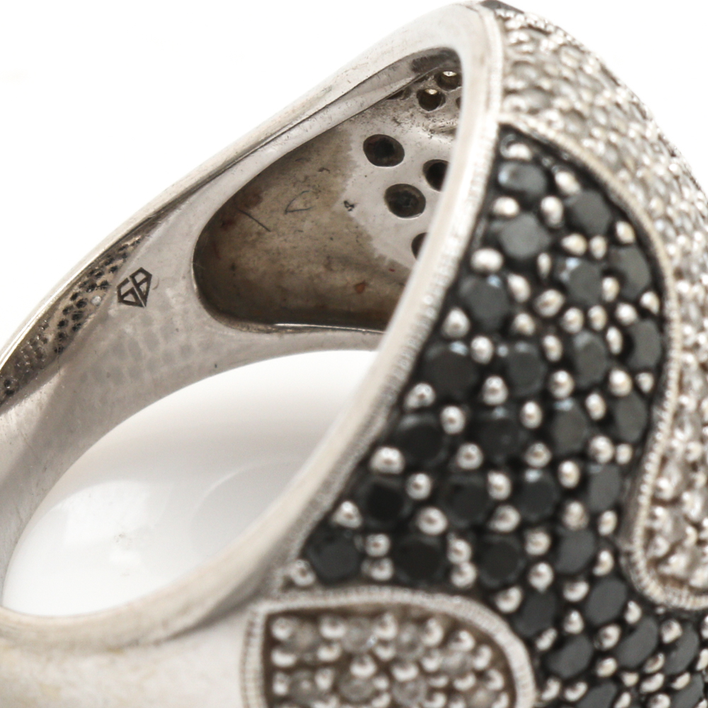 14K White Gold 1.92 CTW Diamond and Black Diamond Dome Ring