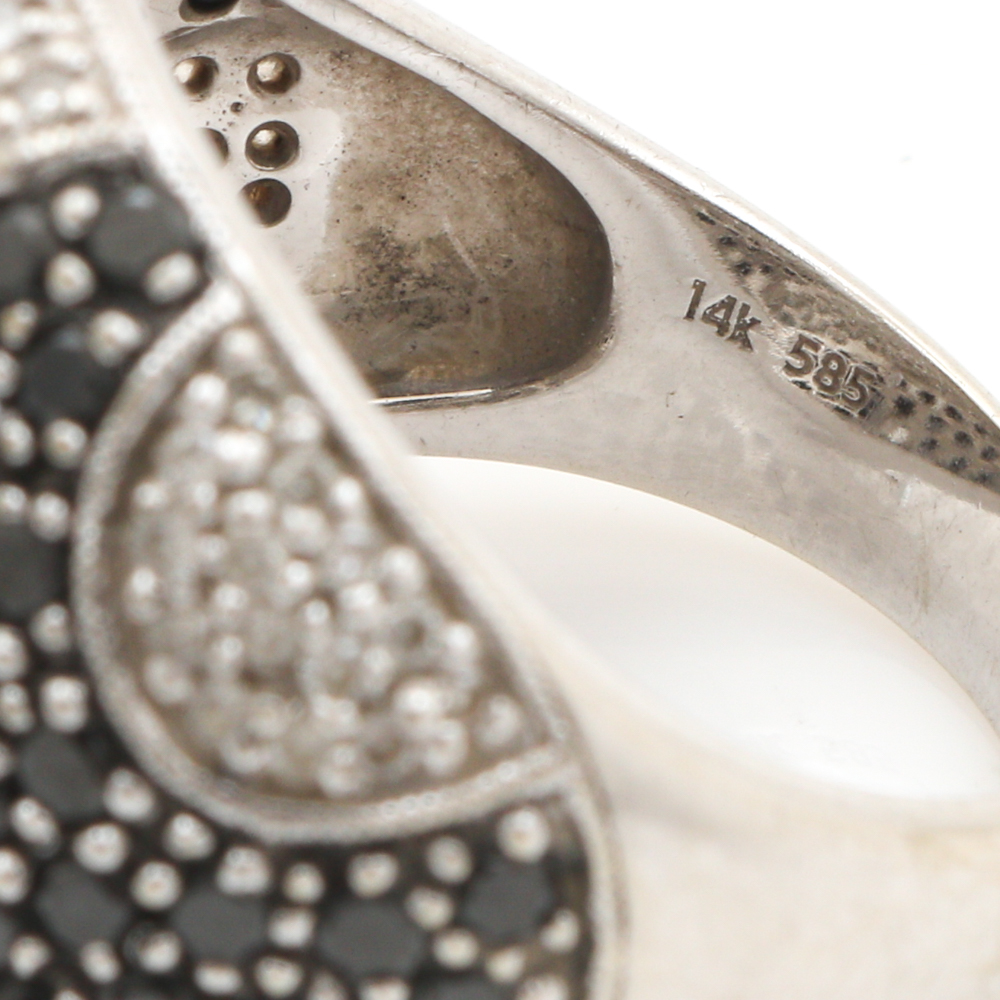 14K White Gold 1.92 CTW Diamond and Black Diamond Dome Ring