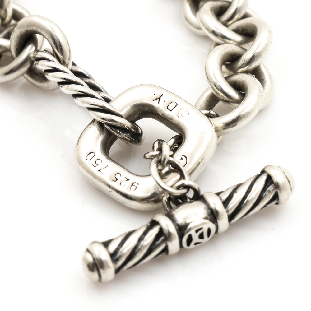 David Yurman Sterling Silver Bracelet with 18K Yellow Gold Accents