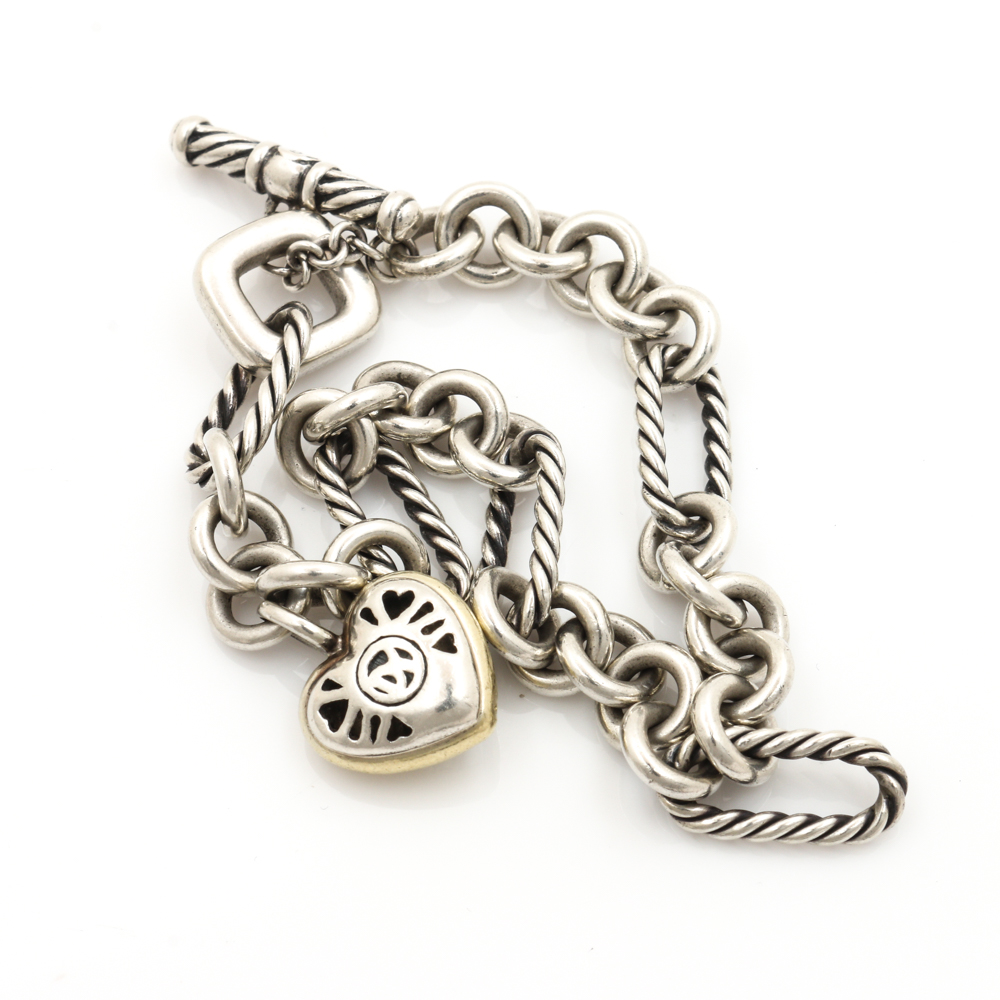 David Yurman Sterling Silver Bracelet with 18K Yellow Gold Accents