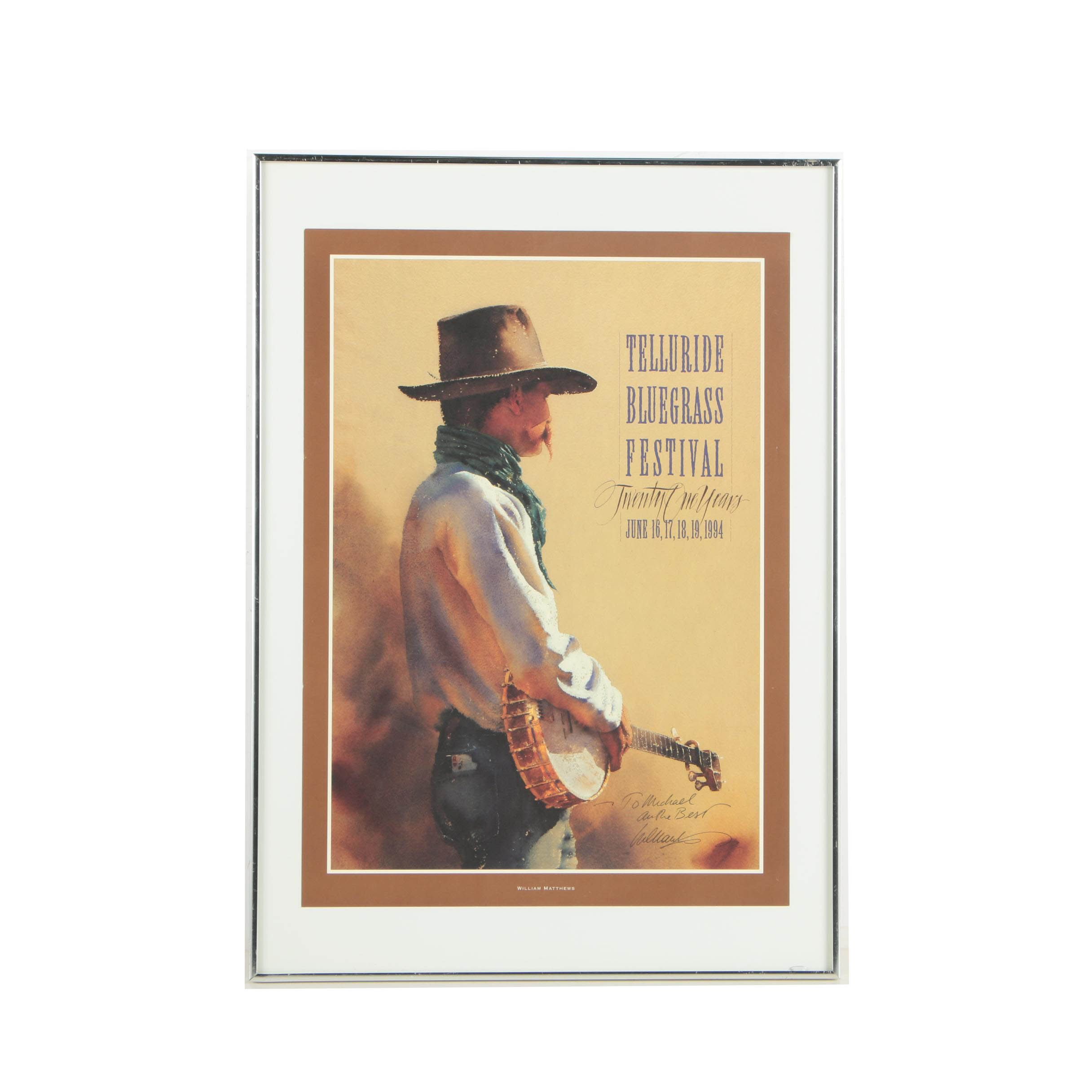 William Matthews Signed Poster "Telluride Bluegrass Festival"