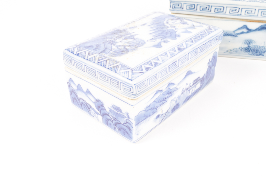 Chinese Blue and White Porcelain Trinket Boxes