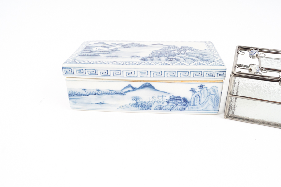Chinese Blue and White Porcelain Trinket Boxes