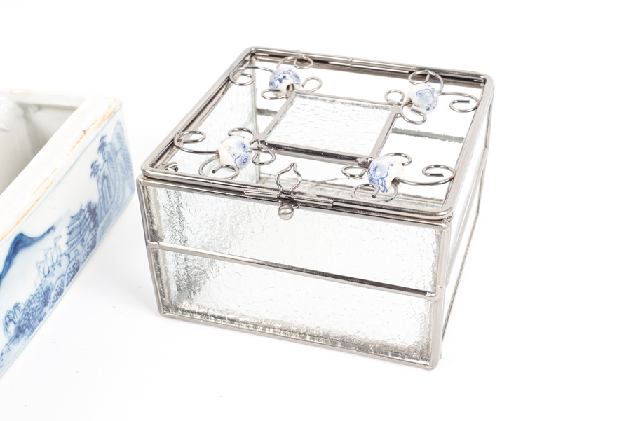 Chinese Blue and White Porcelain Trinket Boxes