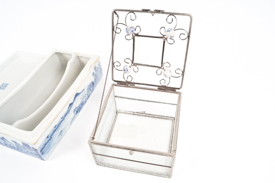 Chinese Blue and White Porcelain Trinket Boxes