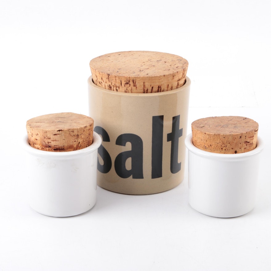 Haxby and Knapstrup Stoneware Canisters with Cork Lids