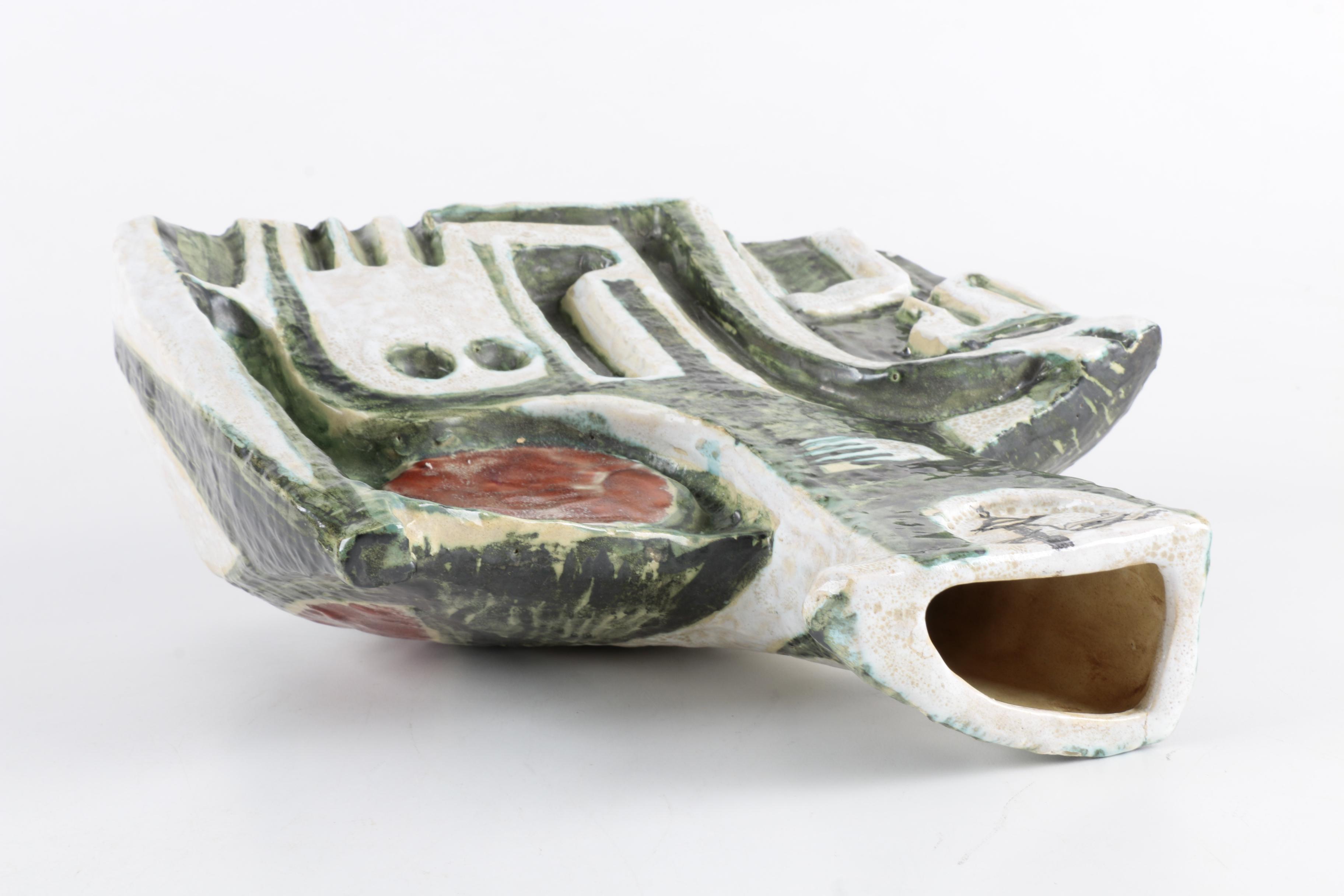 Signed Modernist Elio Schiavon Handbuilt Stoneware Vase