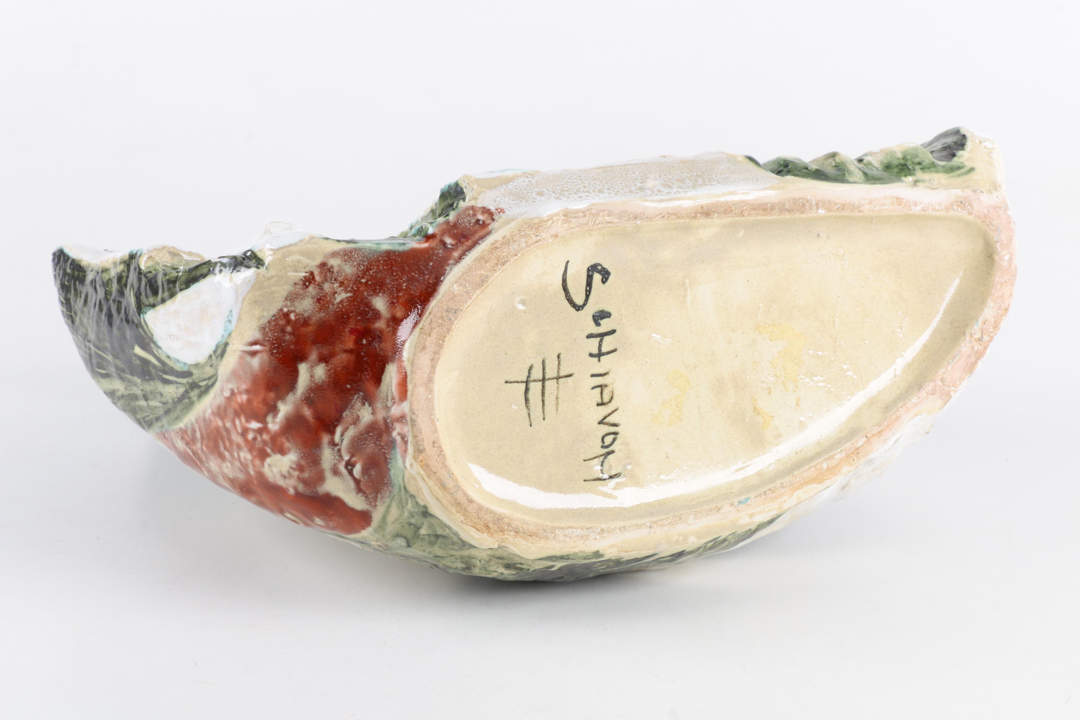 Signed Modernist Elio Schiavon Handbuilt Stoneware Vase