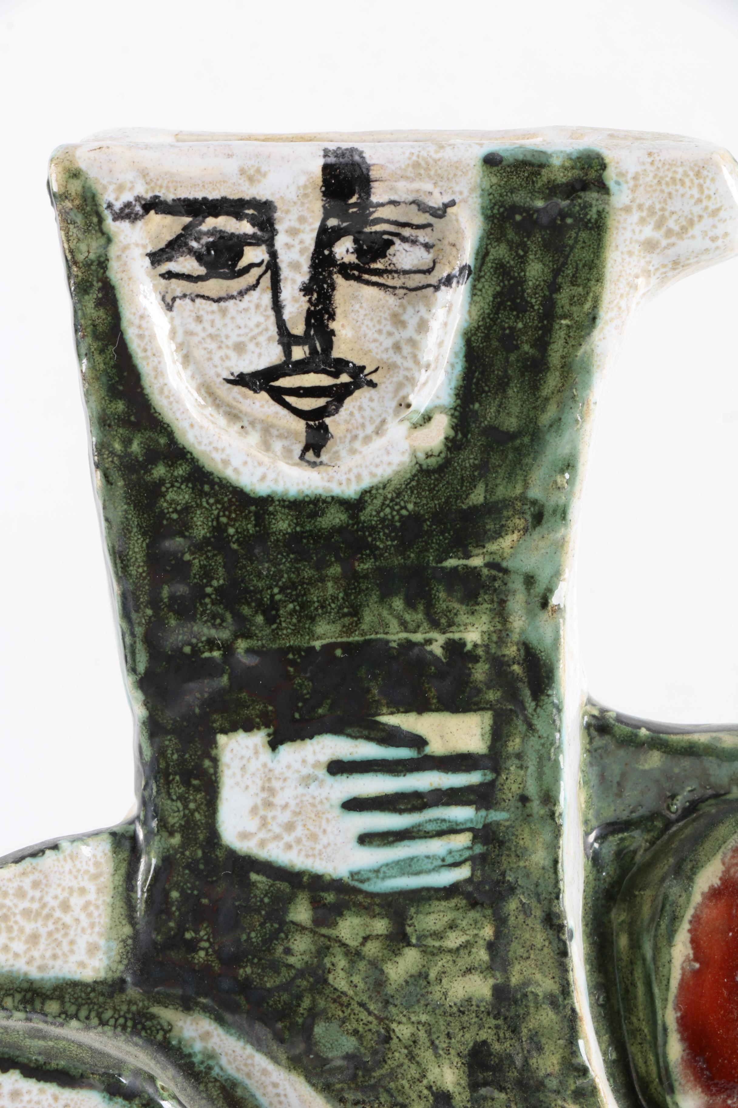 Signed Modernist Elio Schiavon Handbuilt Stoneware Vase