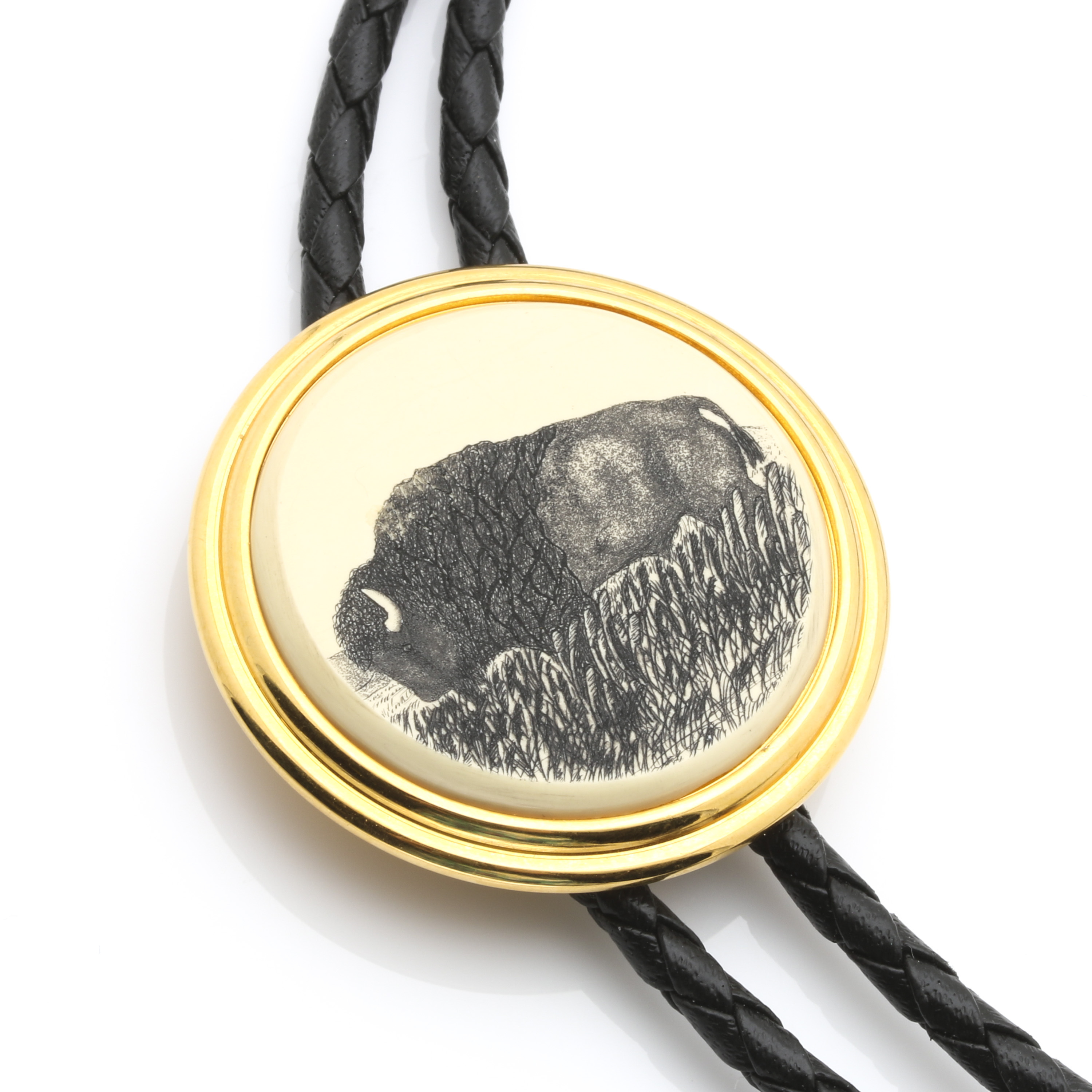 Native American Inspired Gemstone and Buffalo Motif Bolo Ties