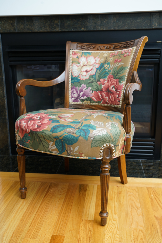Vintage Louis XVI Style Arm Chairs with Accent Pillows