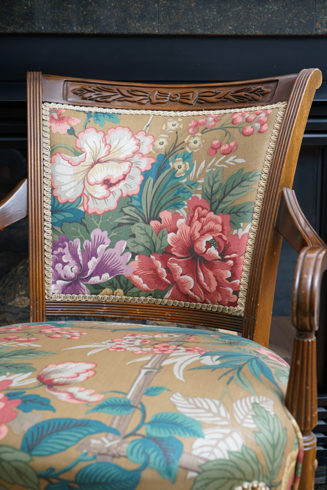 Vintage Louis XVI Style Arm Chairs with Accent Pillows