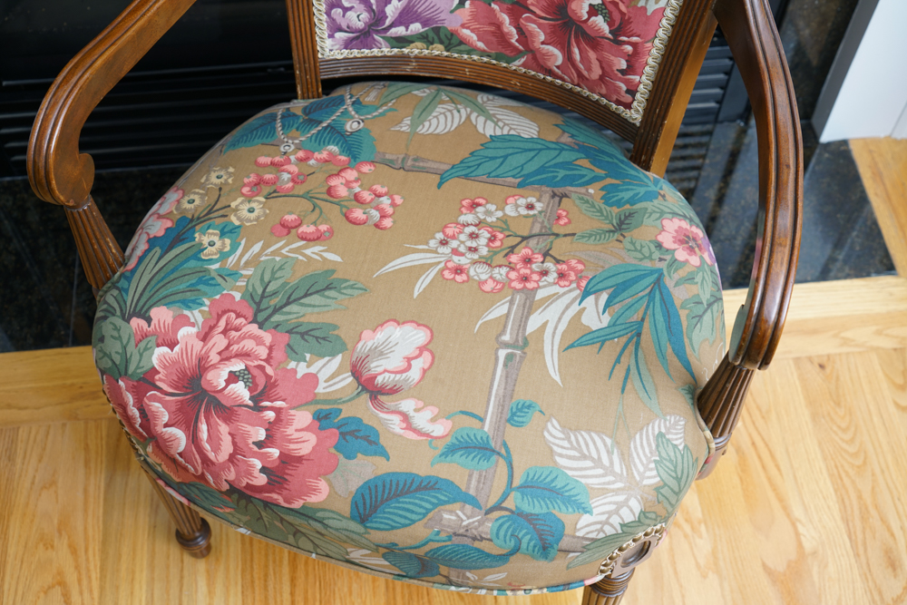 Vintage Louis XVI Style Arm Chairs with Accent Pillows