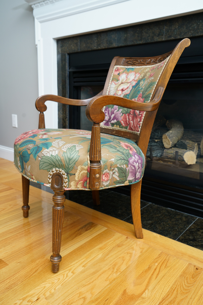 Vintage Louis XVI Style Arm Chairs with Accent Pillows