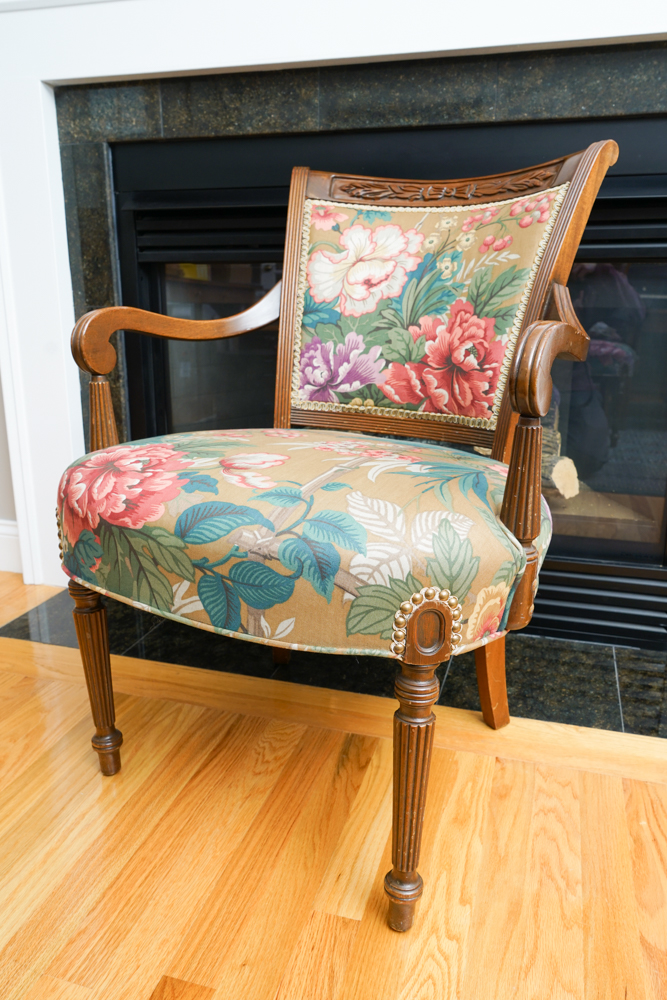 Vintage Louis XVI Style Arm Chairs with Accent Pillows