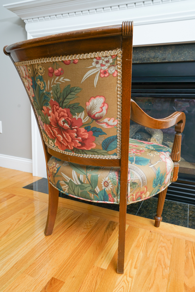 Vintage Louis XVI Style Arm Chairs with Accent Pillows