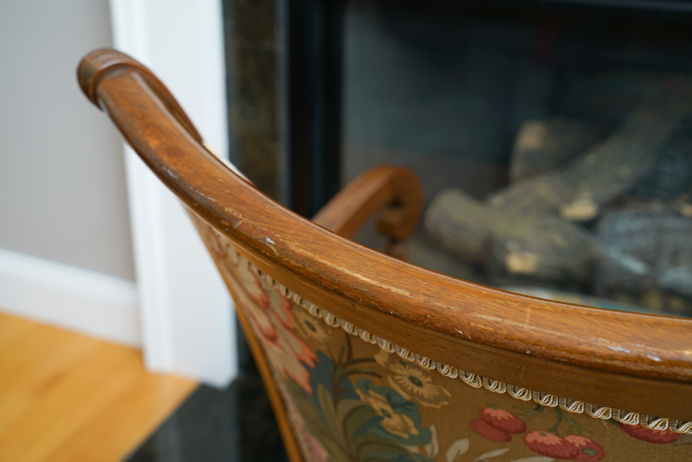 Vintage Louis XVI Style Arm Chairs with Accent Pillows