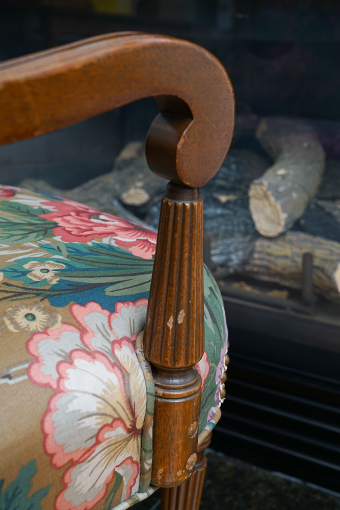 Vintage Louis XVI Style Arm Chairs with Accent Pillows