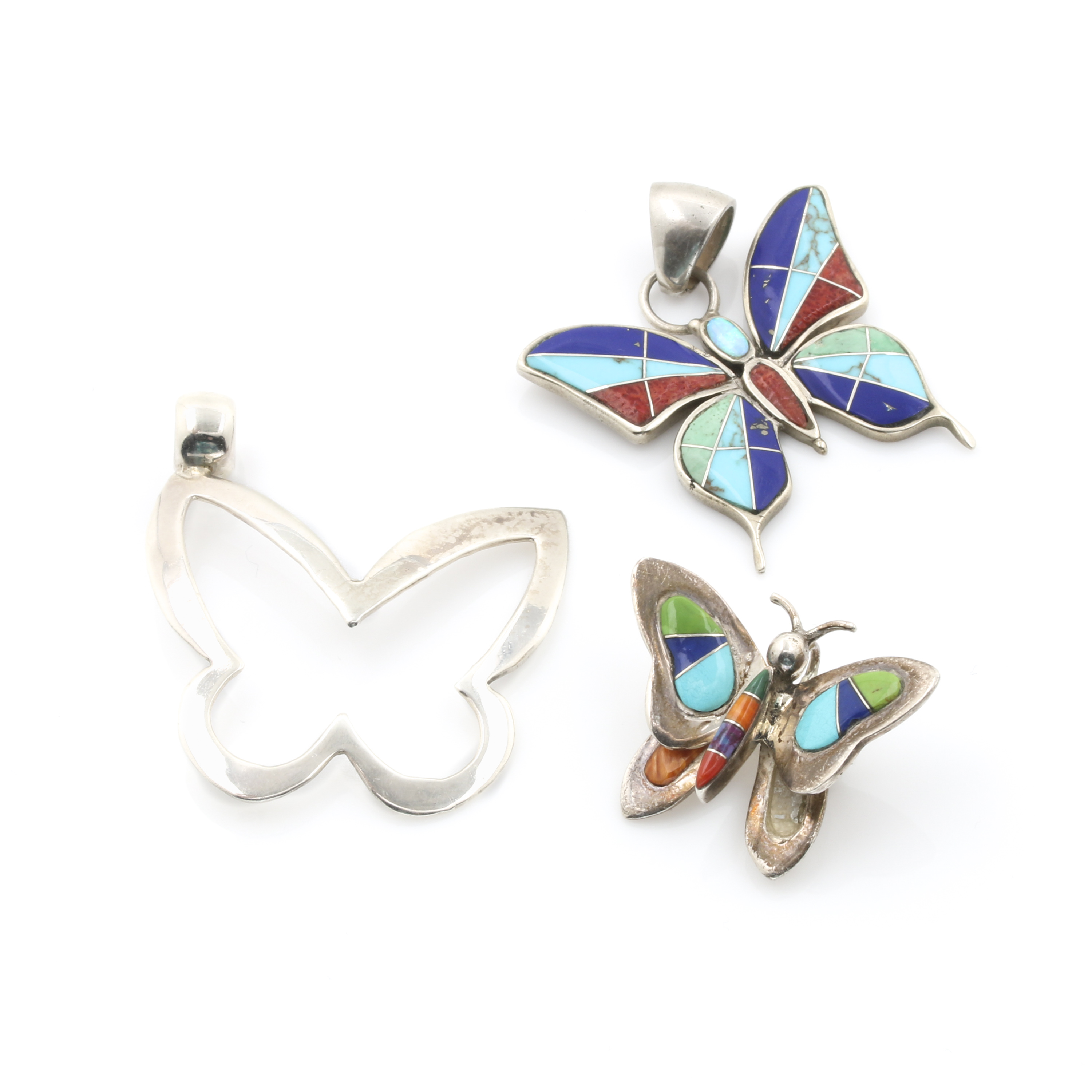 Native American Style Butterfly Jewelry Featuring Gemstone Inlay