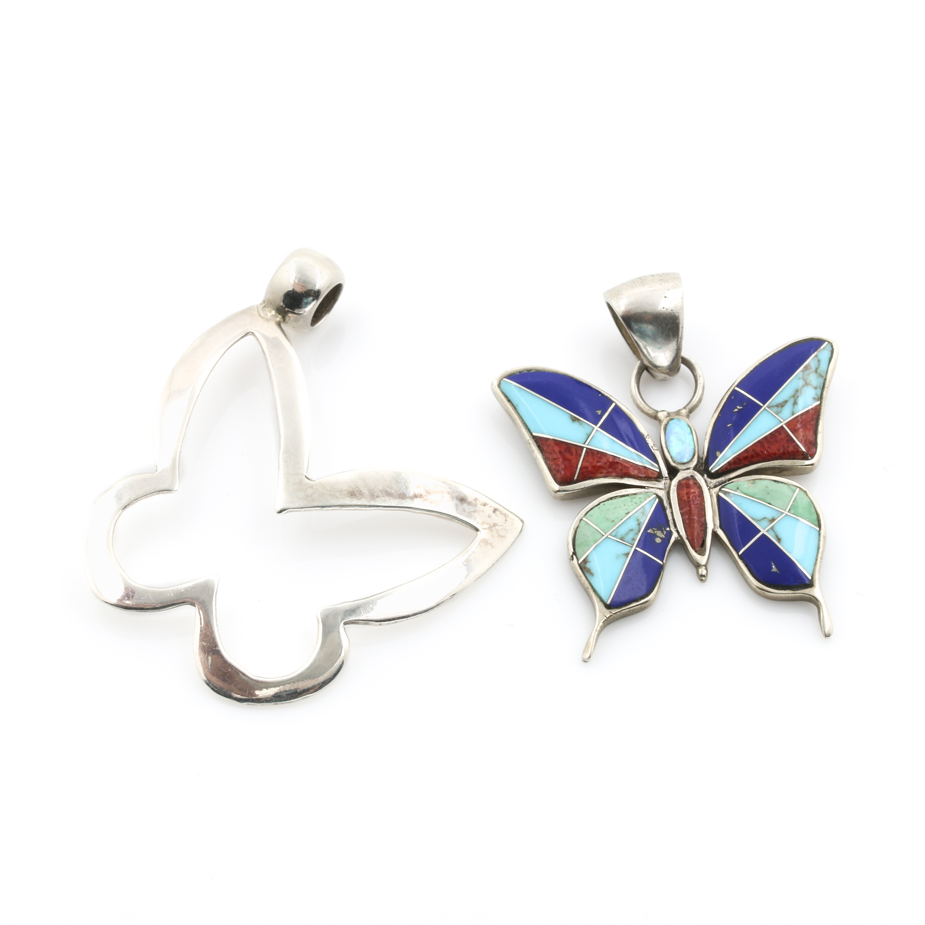Native American Style Butterfly Jewelry Featuring Gemstone Inlay