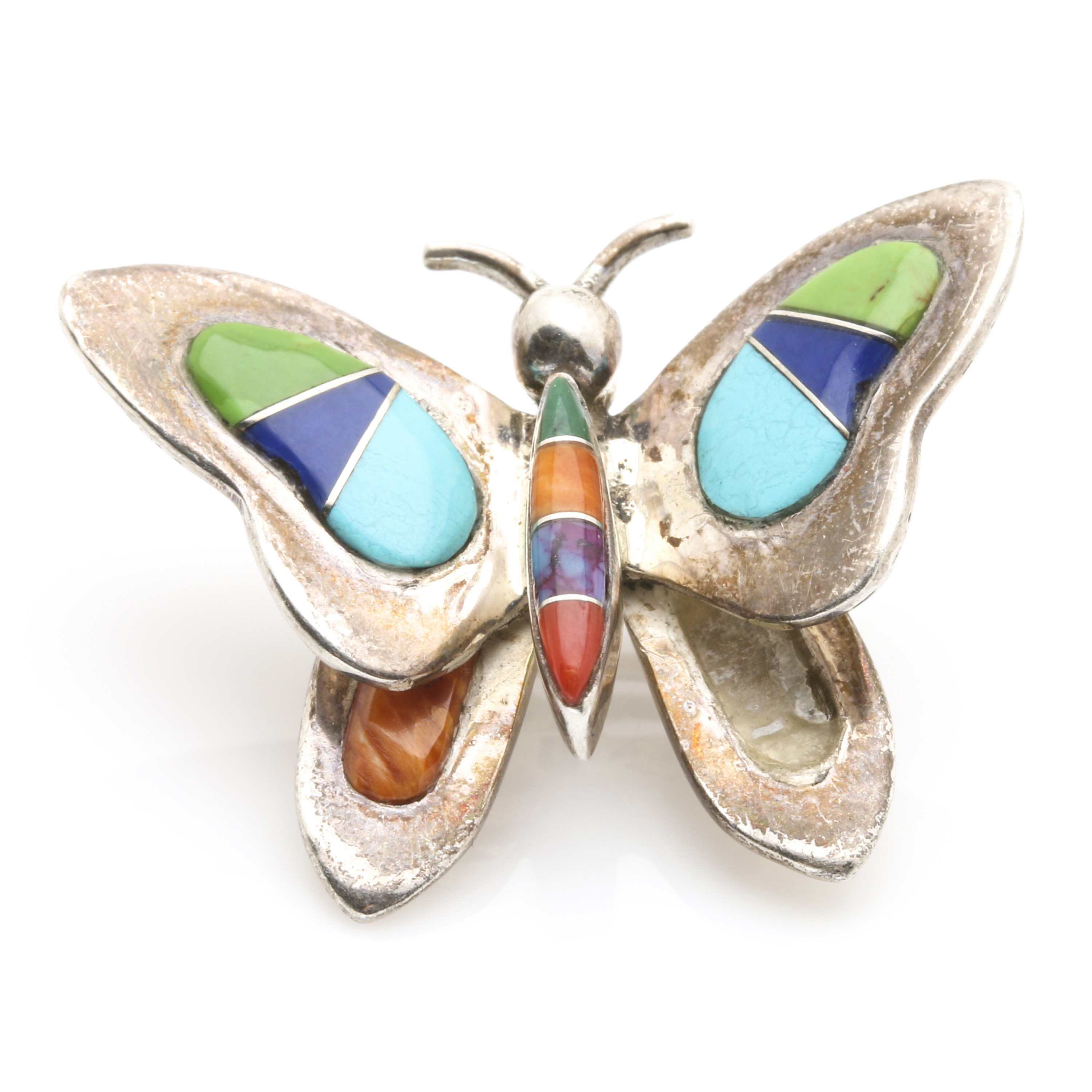 Native American Style Butterfly Jewelry Featuring Gemstone Inlay